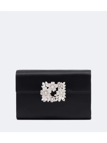 Geantă plic Roger Vivier din satin negru