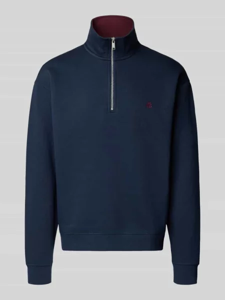 Bluza o kroju relaxed fit z mieszanki bawełny z kołnierzem zapinanym Mcneal granatowa