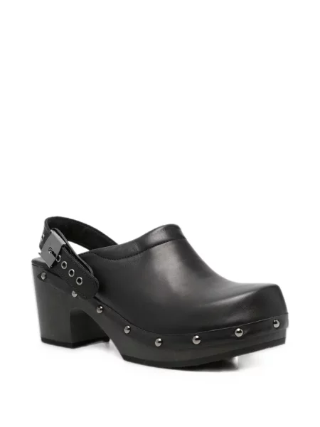 Papuci tip mules Scholl din piele cu tepi negru