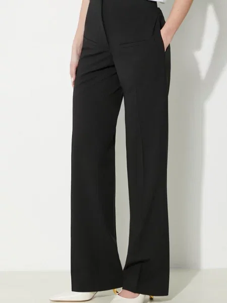 JW Anderson pantaloni de lana Front Pocket Straight Trousers drept medium waist negru