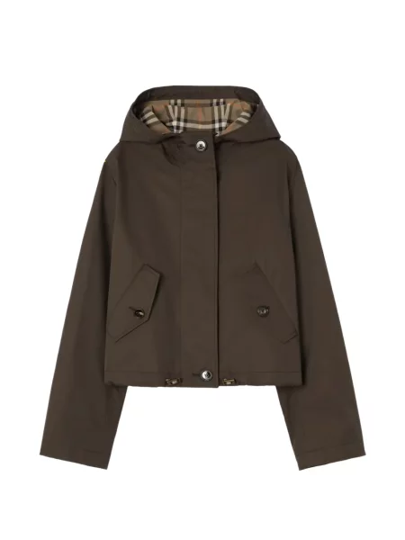 Decupat geacă parka Burberry cu imprimeu tropical maro