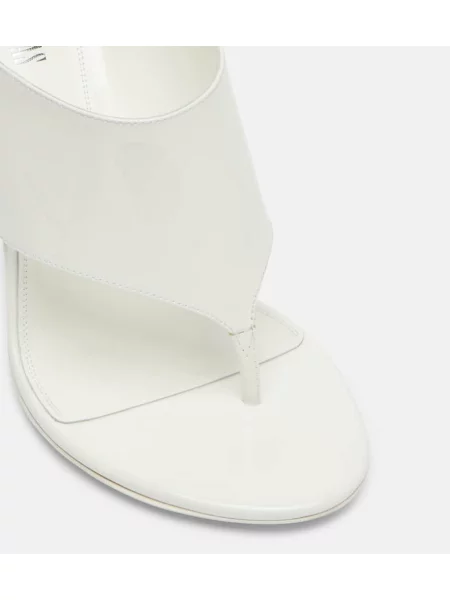 Papuci tip mules Paris Texas din piele de lac alb