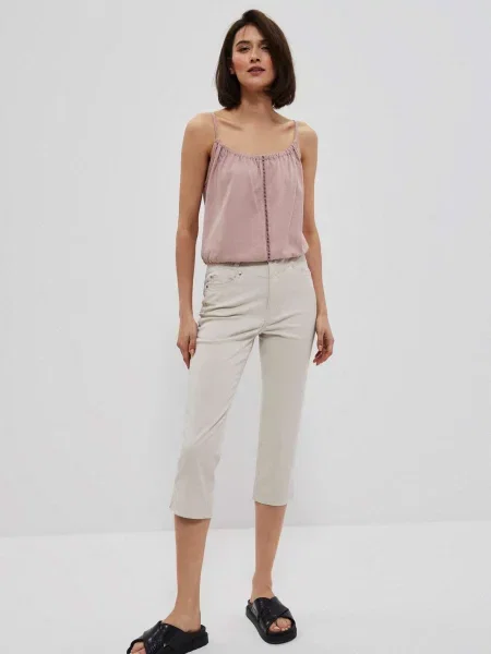 Pantaloni Moodo din lyocell gri