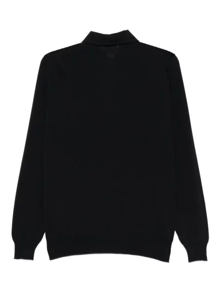 Lung tricou polo Lardini de lână albastru