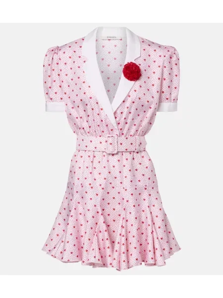 Rochie Rodarte de mătase cu imagine roz