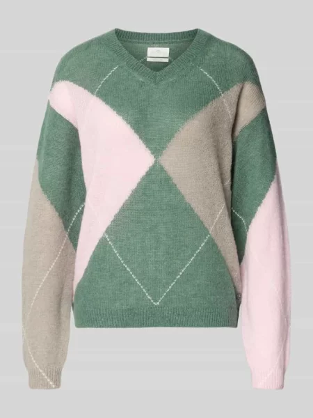 Sweter wełniany z prążkowanymi wykończeniami Fynch-hatton