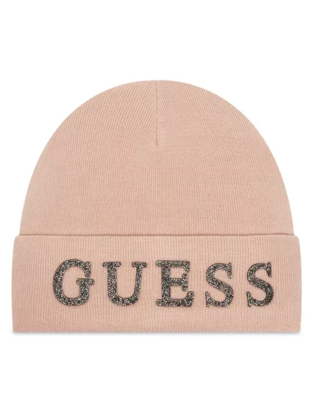 Czapka beanie z mieszanki Guess różowa