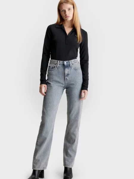 Прямі джинси Calvin Klein Jeans з високою посадкою блакитні