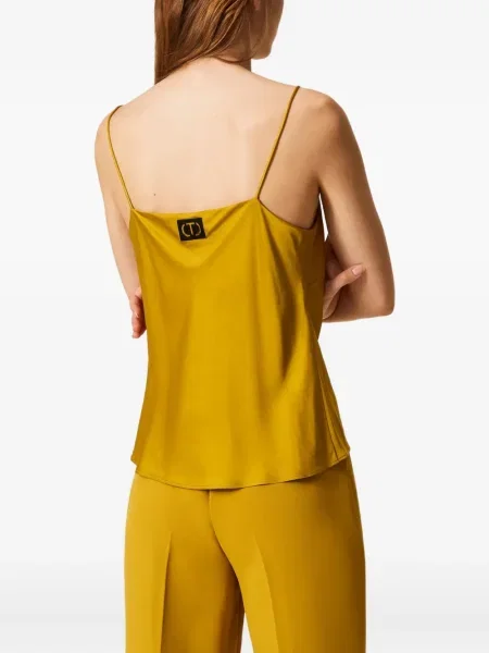 Top Twinset din dantelă galben