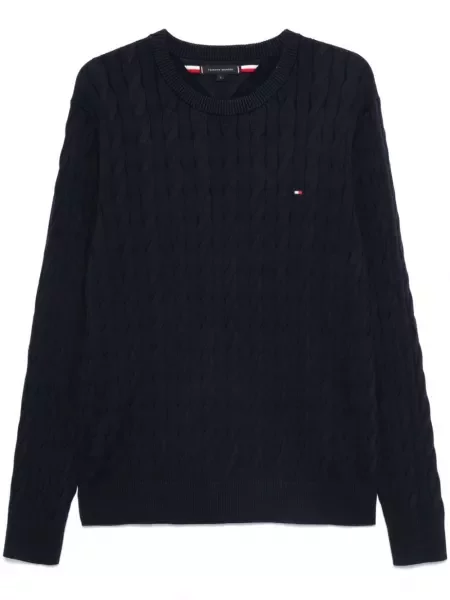 Pulover Tommy Hilfiger cu decolteu rotund albastru