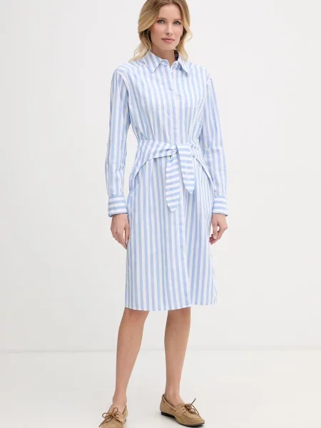 Calvin Klein Rochie tip cămașă Yarndye albastru