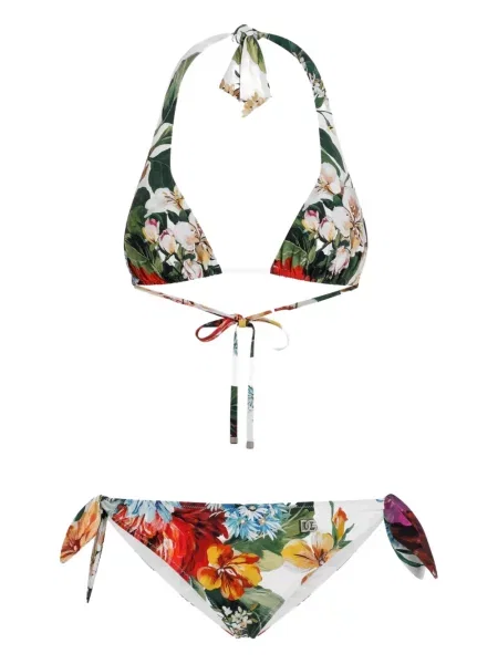 Bikini Dolce & Gabbana cu model floral cu imagine alb