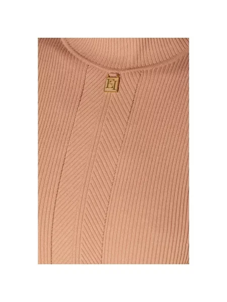 Sukienka Elisabetta Franchi tiulowa z logo brązowa