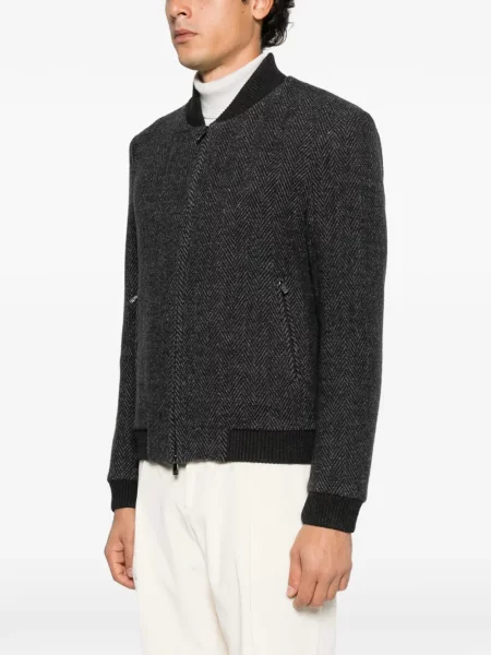 Geacă bomber Corneliani cu model herringbone gri