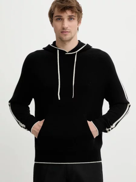 Кашмирен пуловер FROM FUTURE мъжки от лека материя черно