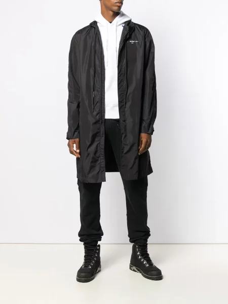 Palton Off-white cu glugă alb