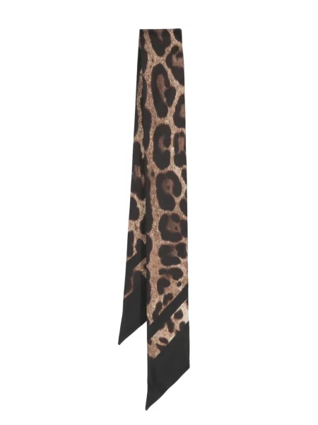 Fular Dolce & Gabbana de mătase cu imagine cu model leopard negru
