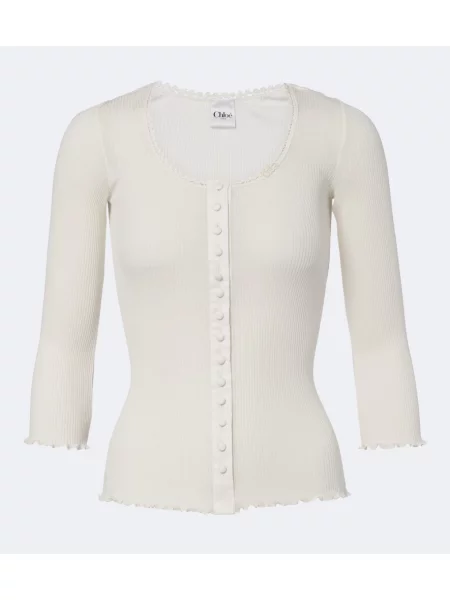 Top Chloé de mătase alb