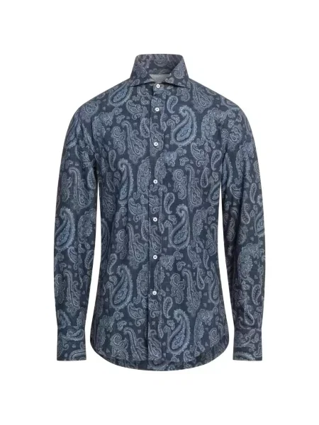 Cămașă Brunello Cucinelli cu imagine cu model paisley albastru