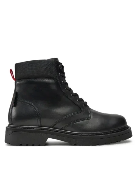 Pantofi Tommy Jeans cu șireturi din piele negru