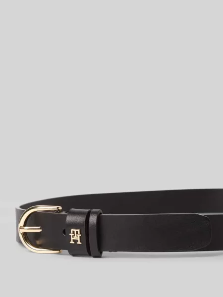 Skórzany z aplikacją z logo Tommy Hilfiger czarny