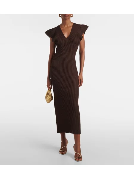 Rochie Altuzarra tricotate cu volane maro