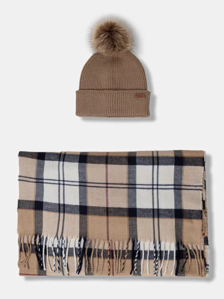 Шапка і шарф Barbour бежевий