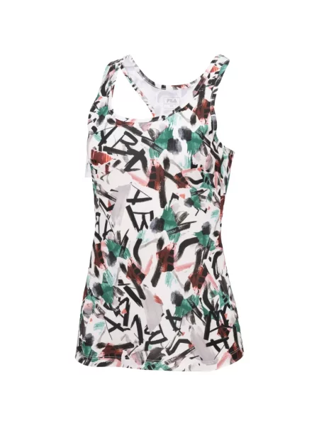 Top Fila cu imagine cu imprimeu abstract alb