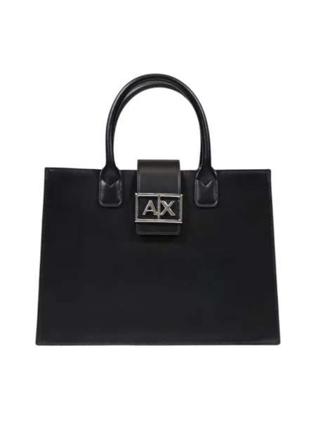 Armani Exchange torebka shopper z imitacji skóry czarna