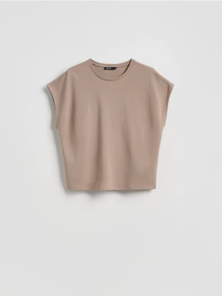 Reserved Tricou cu adaos de modal cafeniu