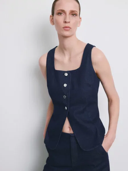 MANGO Bluză AVERY denim albastru