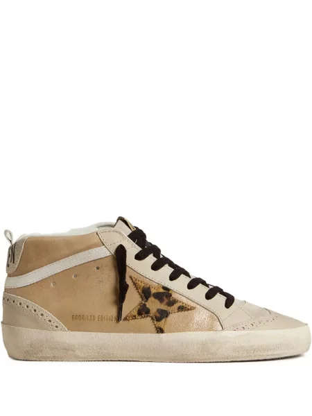 Sneakerși Golden Goose Mid Star cu imagine cu model leopard auriu