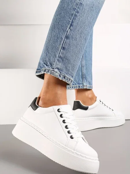 Sneakers Alb-Negru pe Platformă la Modă Broida alb