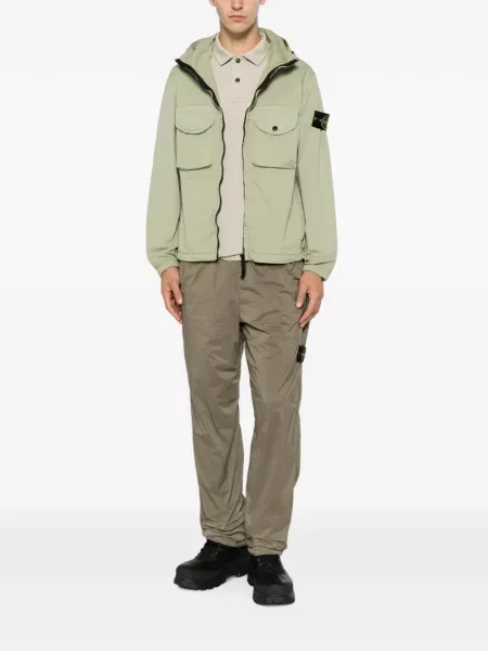 Geacă Stone Island cu glugă cu strasuri verde