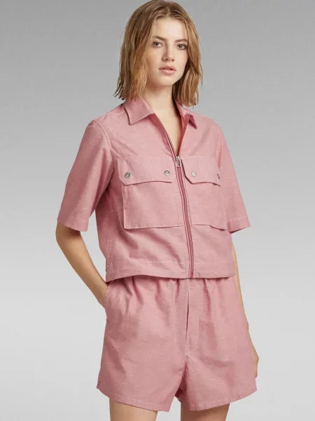Укорочена сорочка G-star Raw рожева