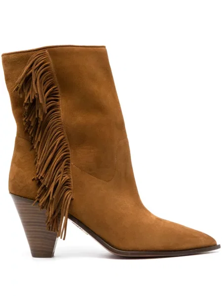 Botine Aquazzura din piele de căprioară maro