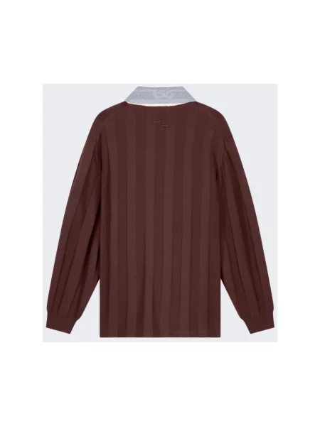 Dzianinowy sweter Filling Pieces piłkarski brązowy