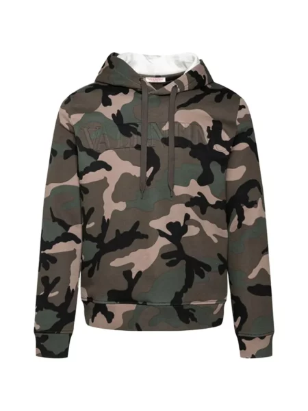 Hanorac cu glugă Valentino Garavani cu imagine cu model camuflaj verde