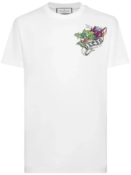 Tricou Philipp Plein cu imagine alb