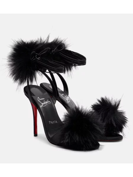Sandale Christian Louboutin din satin negru