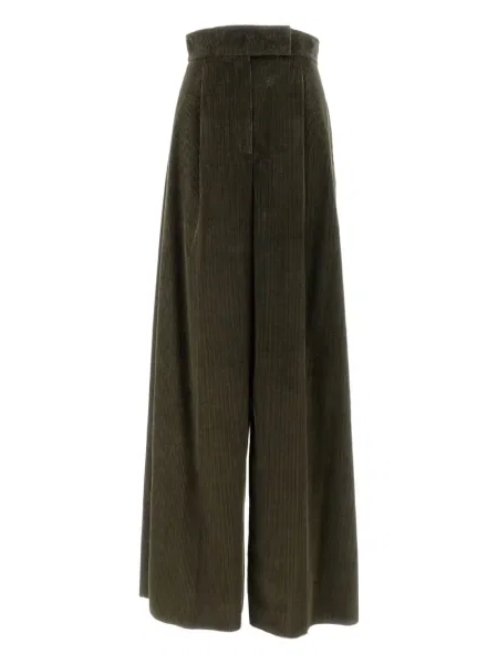 Πλισέ παντελόνι Max Mara κοτλέ πράσινο