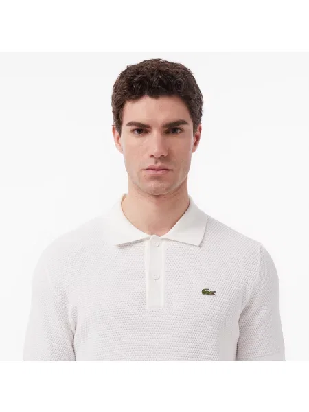 Lacoste Sweter Z Kołnierzykiem Polo Classic Fit beżowy