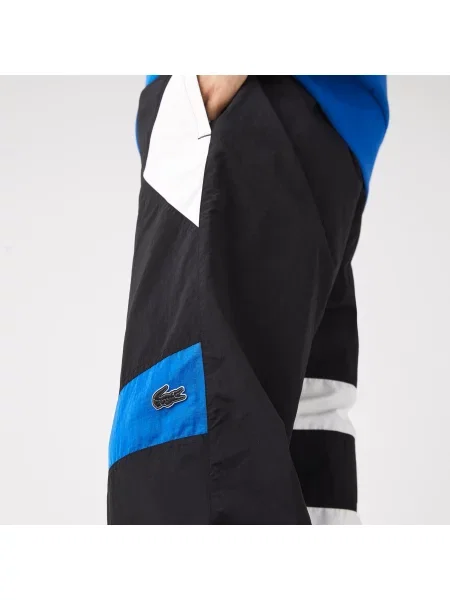 Lacoste Patchworkowe Wodoodporne Spodnie Dresowe granatowe
