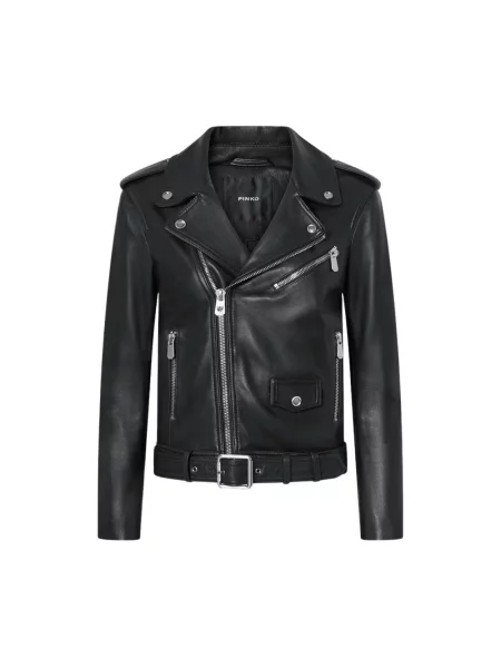 Kurtka skórzana Pinko biker czarna