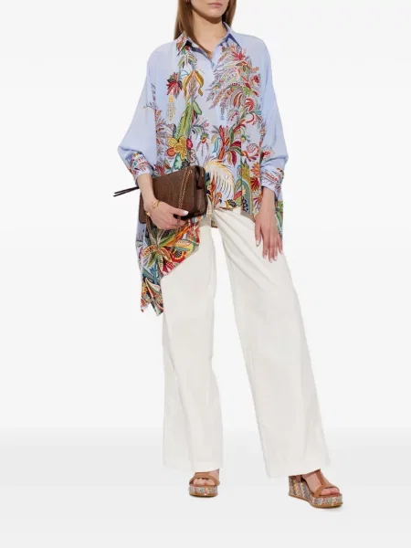 Blugi Etro cu model herringbone cu autograf alb