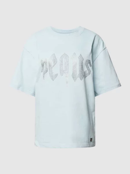 T-shirt z obszyciem z ozdobnych kamieni model ‘Rhinestone’ Pequs