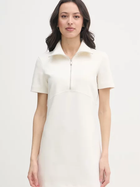 Calvin Klein Jeans sukienka z wiskozą beżowa