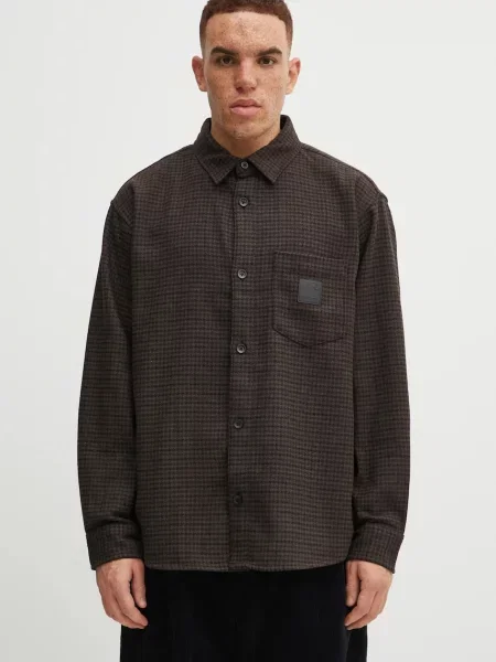 Carhartt WIP cămașă din amestec de lână L/S Lowis Shirt relaxed maro
