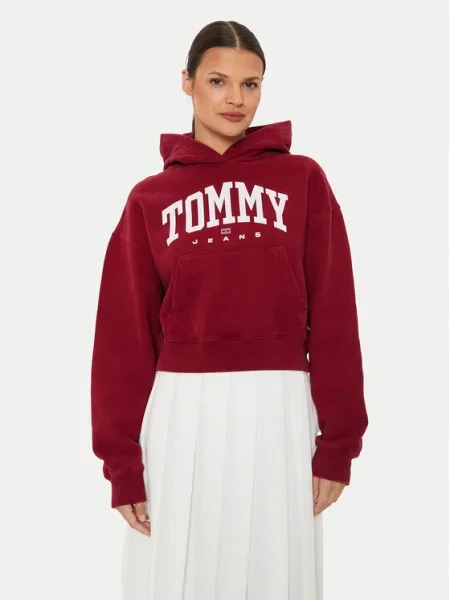 Tommy Jeans Bluză Varsity roșu