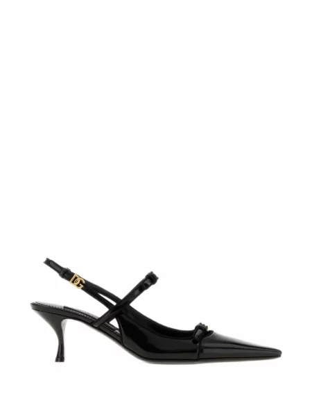 Pantofi cu toc Dolce & Gabbana slingback cu autograf negru